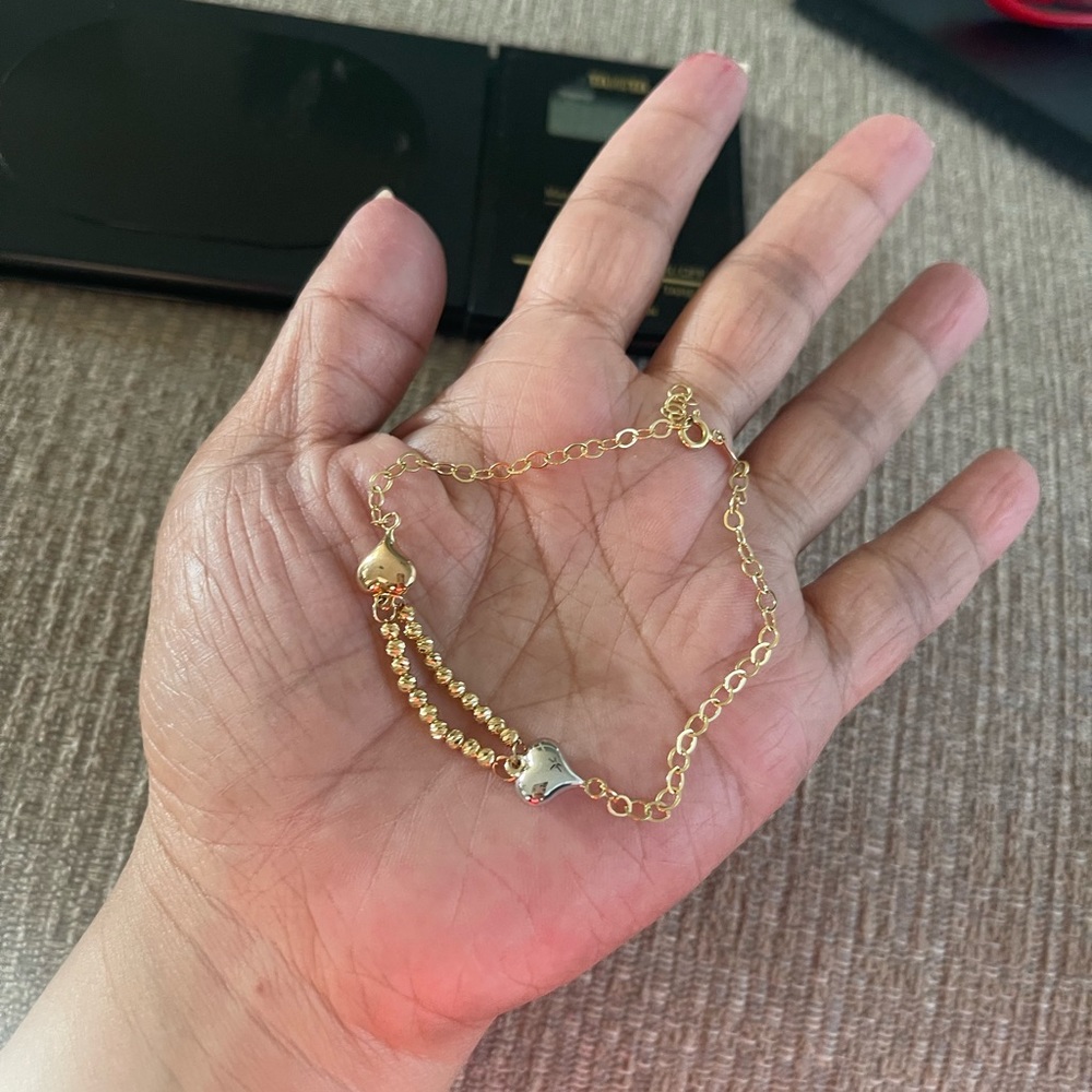 18k Saudi gold 2tone bracelet 7-7.5inch adjustable
